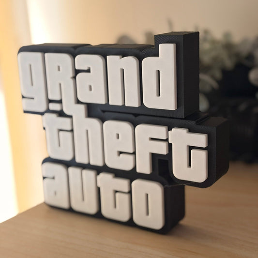 Grand Theft Auto (GTA) Logo – 3D Printed Επιγραφή Γραφείου (16 x 14 εκ.)