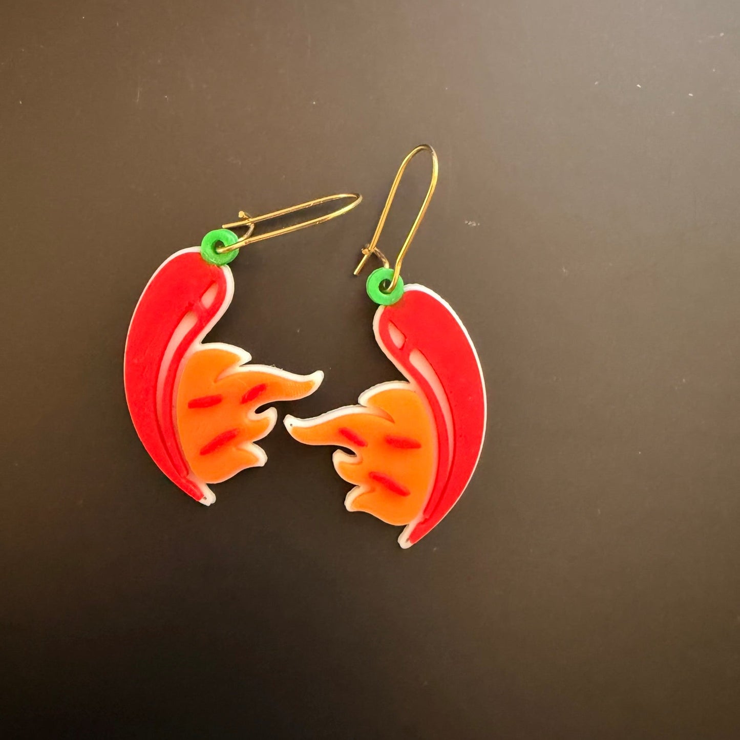 3D Printed Σκουλαρίκια "Καυτερή Πιπεριά με Φλόγες"