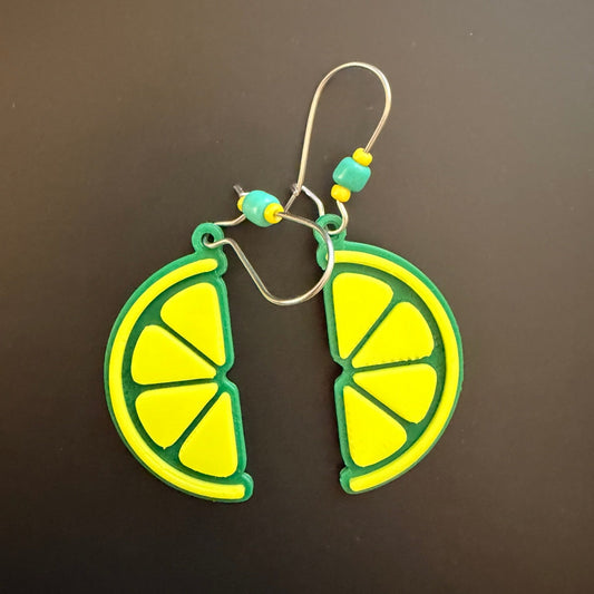 3D Printed Σκουλαρίκια "Φέτα Μοσχολέμονο (Lime)