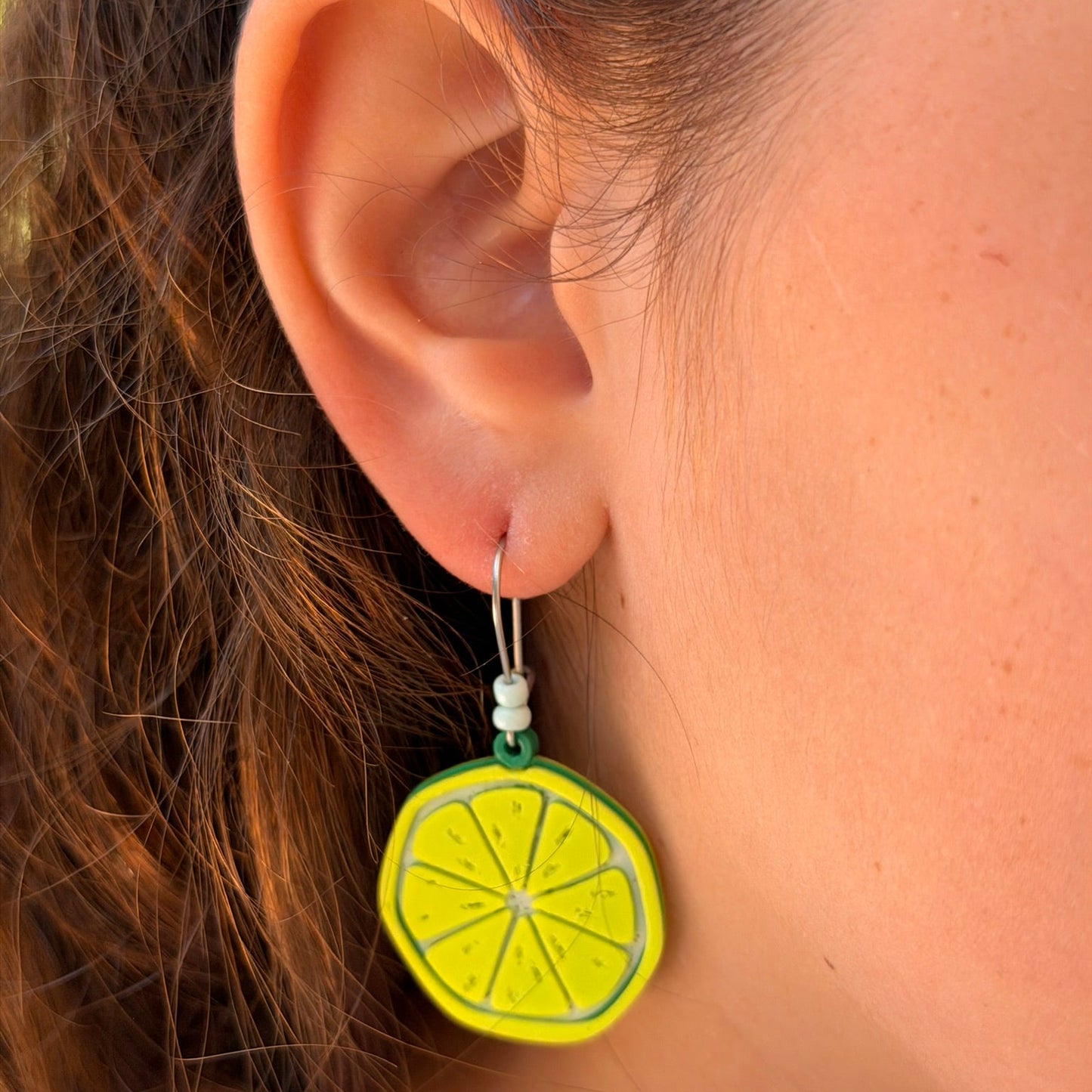 3D Printed Σκουλαρίκια "Ολόκληρη Φέτα Lime"
