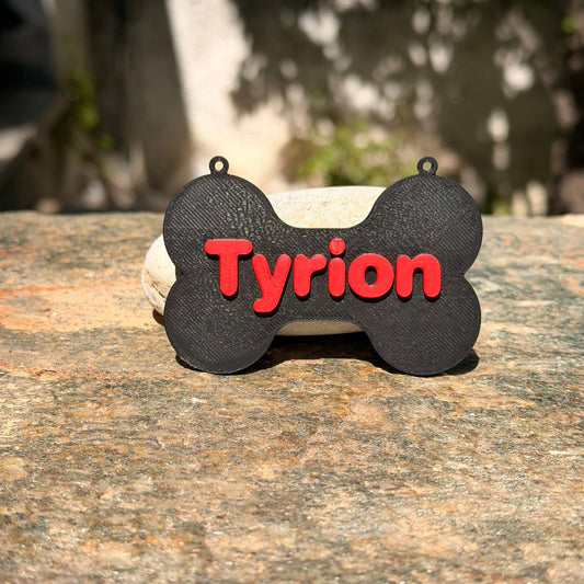 3D Printed  Επιγραφή για κλουβί ή τσάντα με το όνομα του κατοικίδιου σας και κόκαλο 8-15 εκατοστά