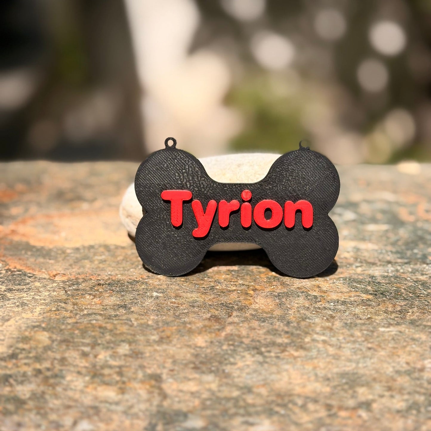 3D Printed  Επιγραφή για κλουβί ή τσάντα με το όνομα του κατοικίδιου σας και κόκαλο 8-15 εκατοστά
