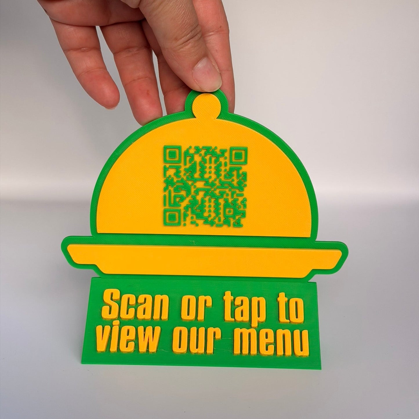 Smart 3D Printed Stand Μενού «Καμπάνα» με NFC & QR Code — Για Εστιατόρια & Ξενοδοχεία