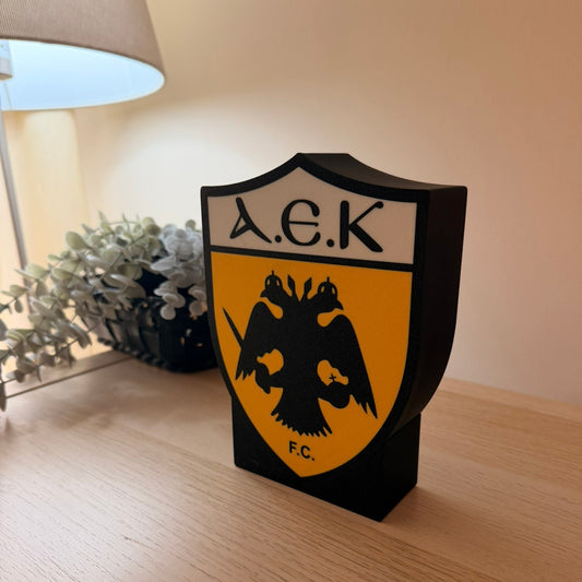 3D Printed Stand σήμα ΑΕΚ (17x14cm) με Stand & Υποδοχή Τοίχου