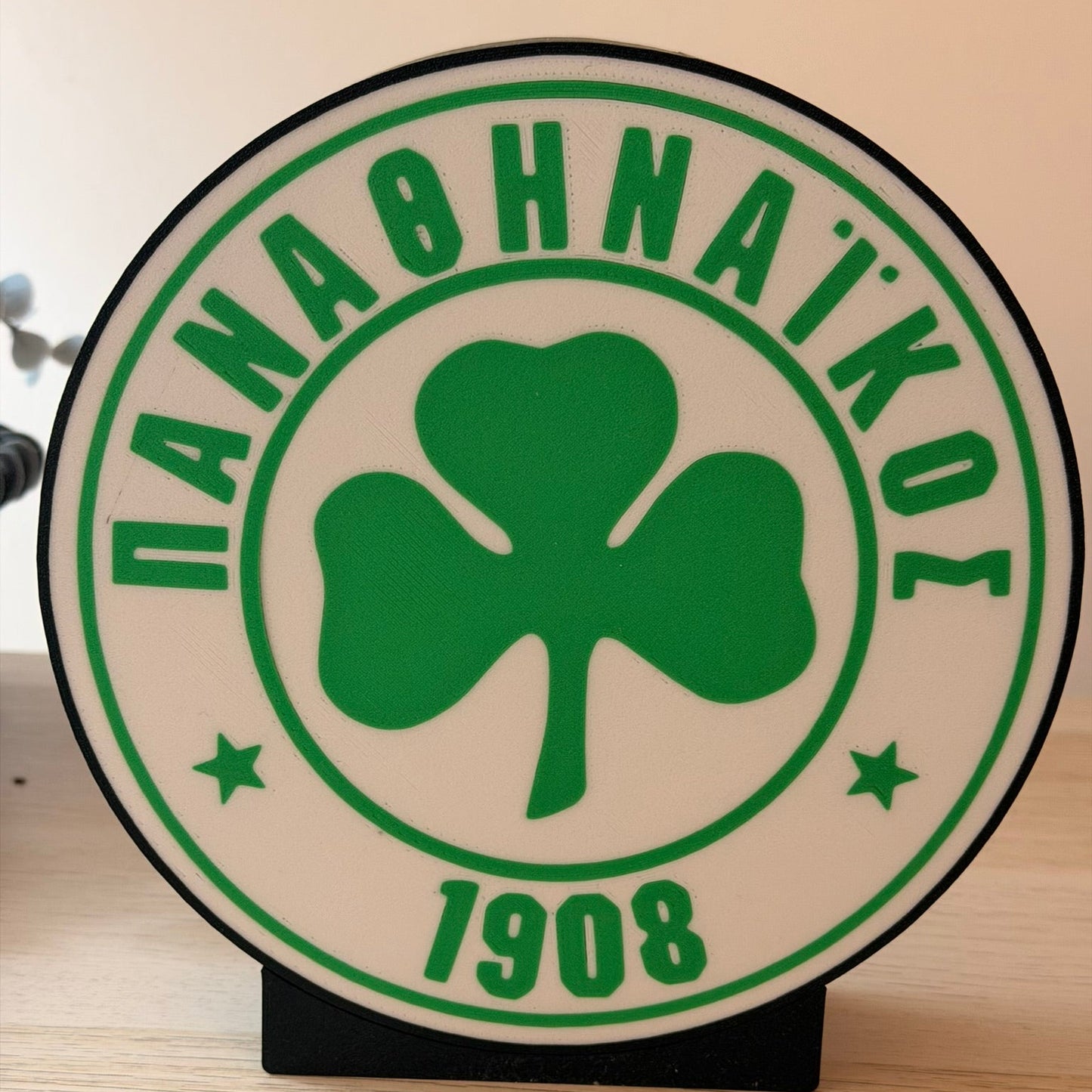 3D Printed Stand σήμα Παναθηναικός (18x17cm) με Stand & Υποδοχή Τοίχου