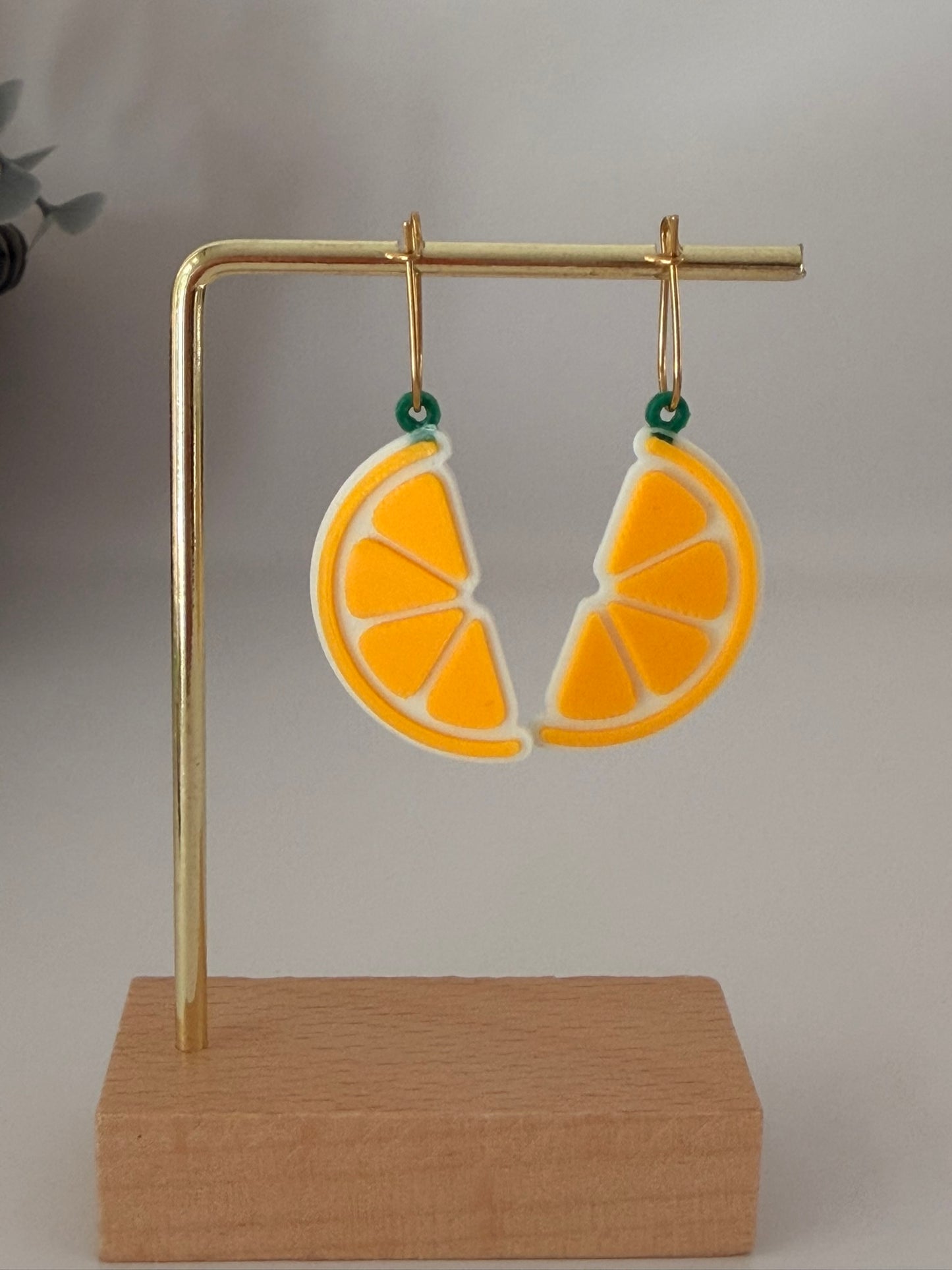 3D Printed Σκουλαρίκια "Λεμόνι" με χρυσαφί κούμπωμα