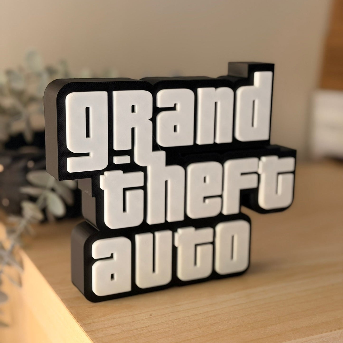 Grand Theft Auto (GTA) Logo – 3D Printed Επιγραφή Γραφείου (16 x 14 εκ.)