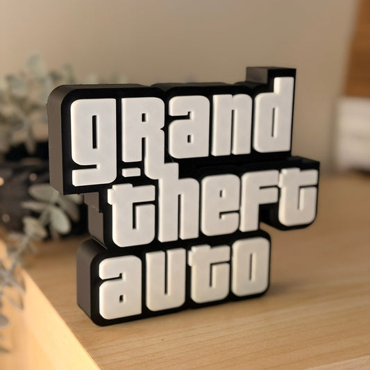 Grand Theft Auto (GTA) Logo – 3D Printed Επιγραφή Γραφείου (16 x 14 εκ.)