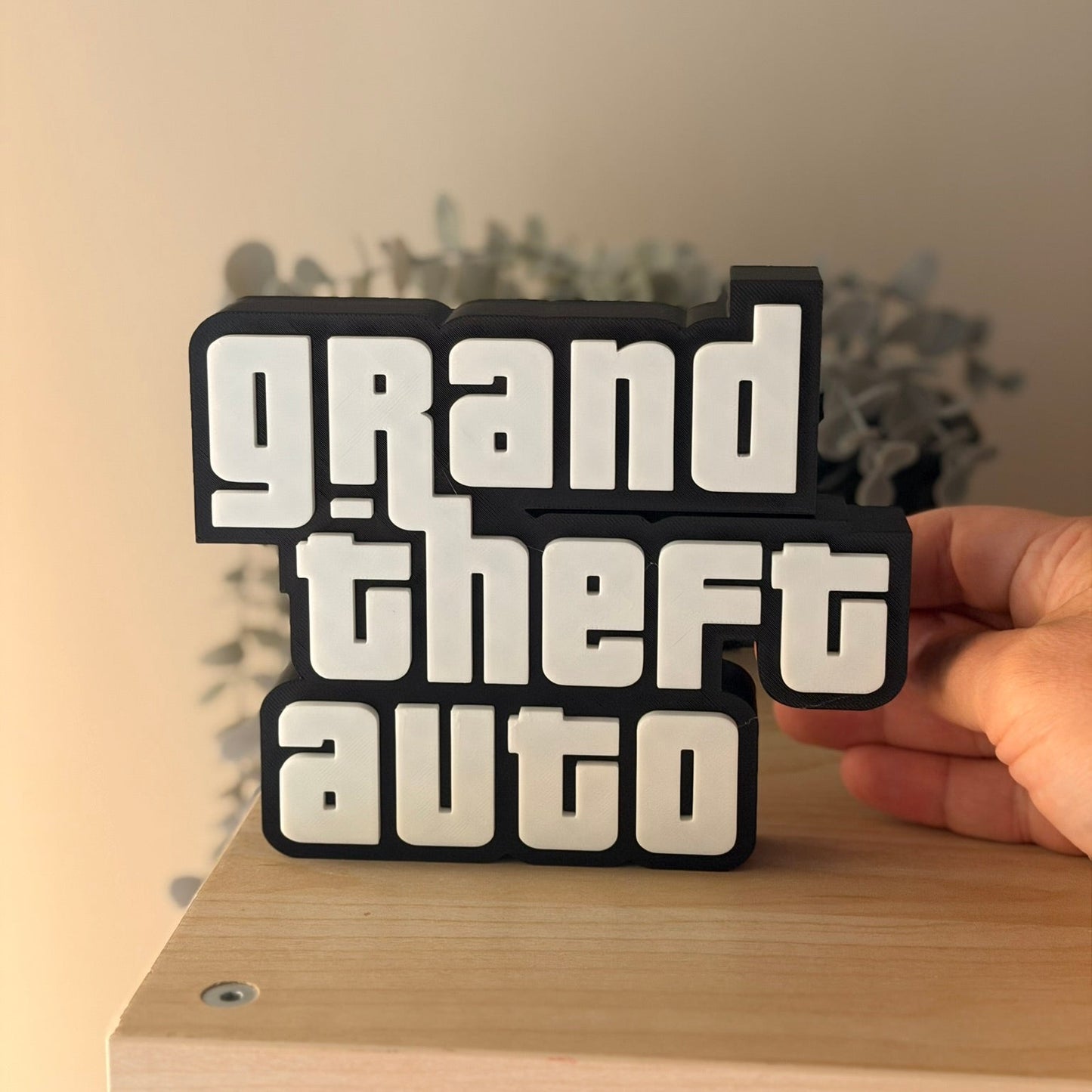 Grand Theft Auto (GTA) Logo – 3D Printed Επιγραφή Γραφείου (16 x 14 εκ.)