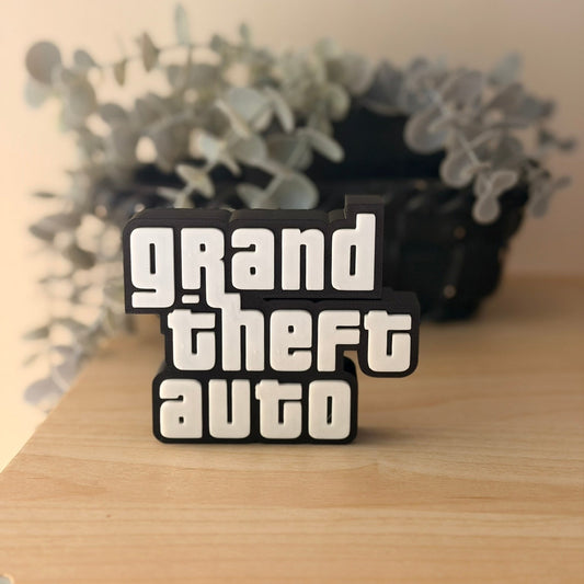 Grand Theft Auto (GTA) Logo – 3D Printed Επιγραφή Γραφείου (9,6 x 8 εκ.)