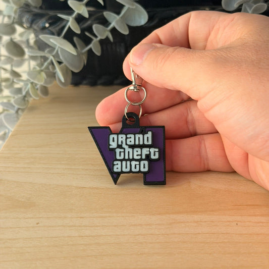 Grand Theft Auto (GTA) 3D Printed μπρελόκ Μωβ