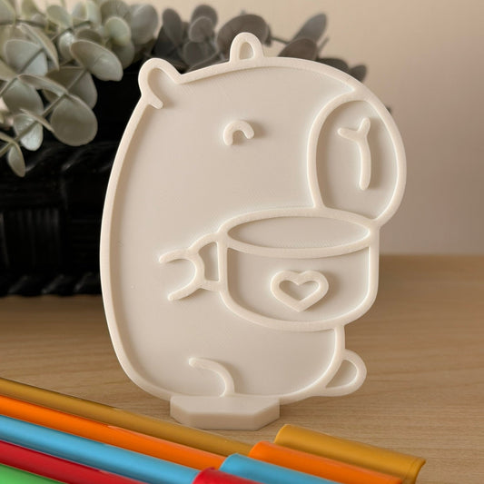 3D Printed Πάνελ για zωγραφική με stand-Καπιμπάρα με κούπα