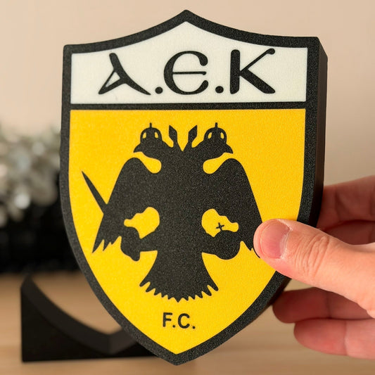 3D Printed Stand σήμα ΑΕΚ (17x14cm) με Stand & Υποδοχή Τοίχου