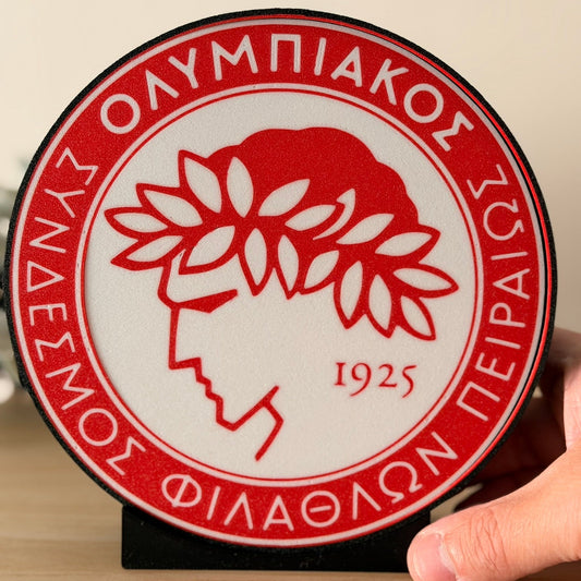 3D Printed Stand σήμα Ολυμπιακός (18x17cm) με Stand & Υποδοχή Τοίχου