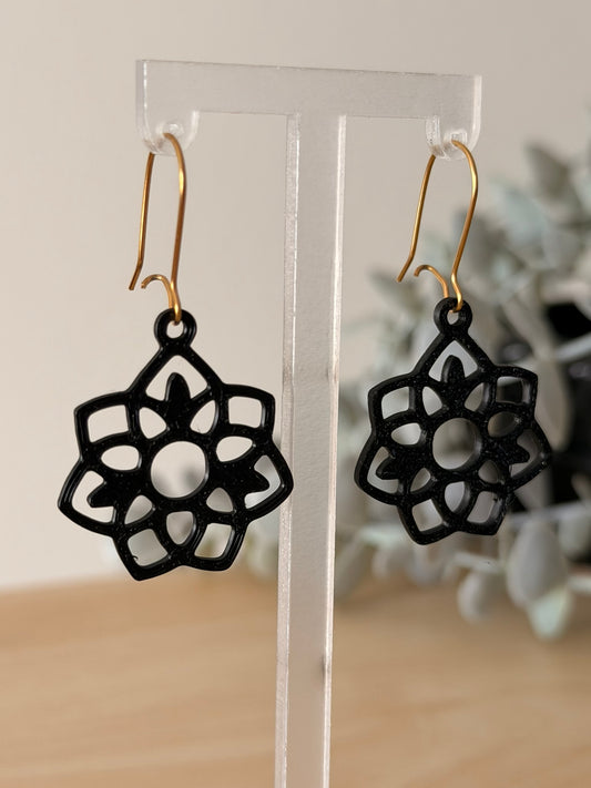 3D Printed Σκουλαρίκια Mandala – Lotus Star