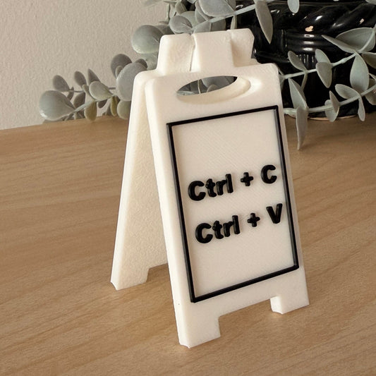 Mini 3D Printed Επιτραπέζια Πινακίδα Γραφείου "Ctrl+C / Ctrl+V"