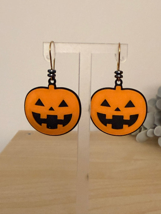 3D Printed Σκουλαρίκια Halloween Κολοκύθα «Jack-o'-Lantern»