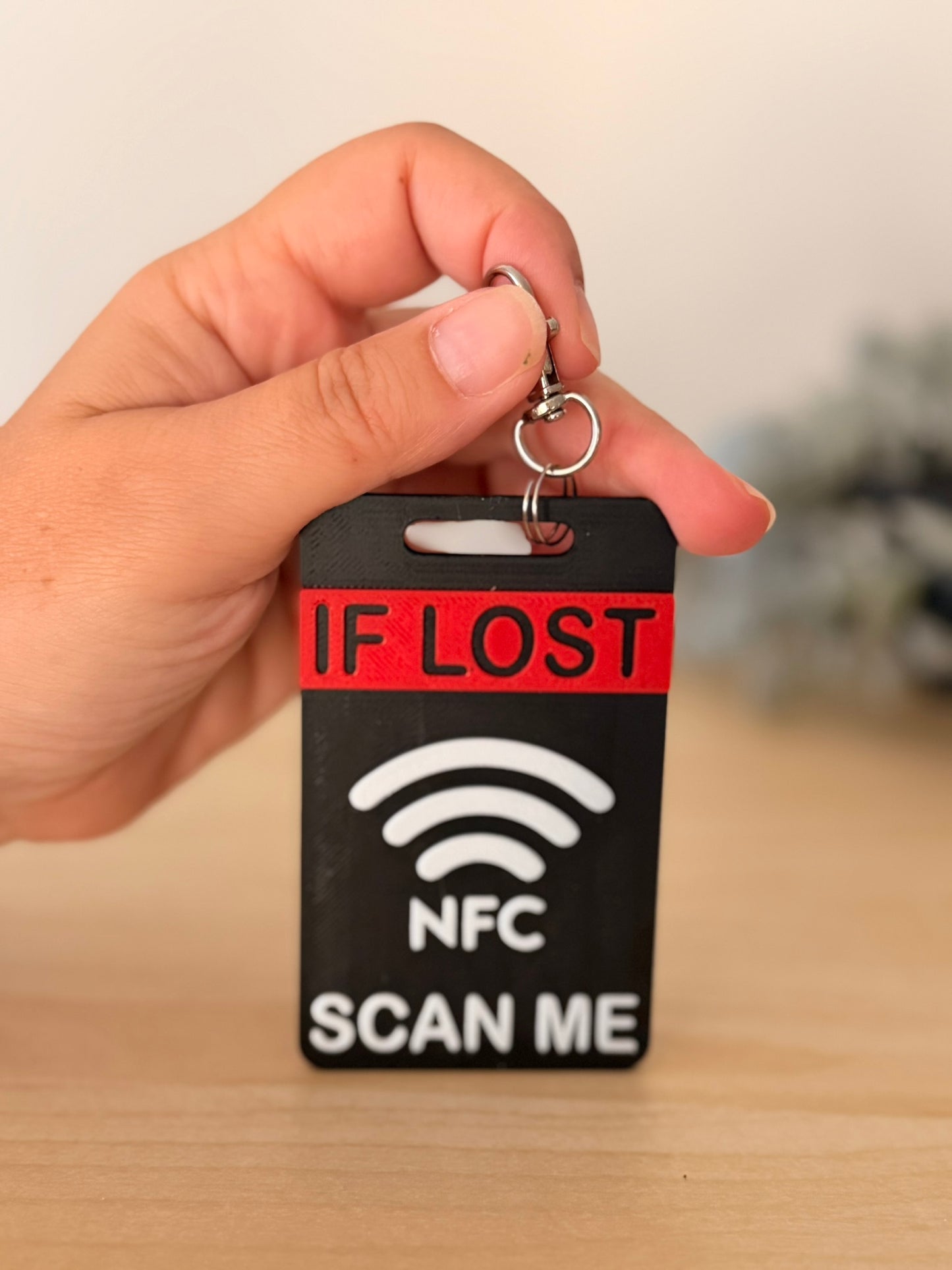 Smart NFC Μπρελόκ Αποσκευών & Τσάντας Οριζόντιο Κόκκινο | 3D Printed Lost & Found Tag