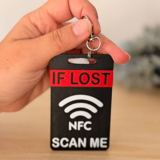 Smart NFC Μπρελόκ Αποσκευών & Τσάντας Οριζόντιο Κόκκινο | 3D Printed Lost & Found Tag