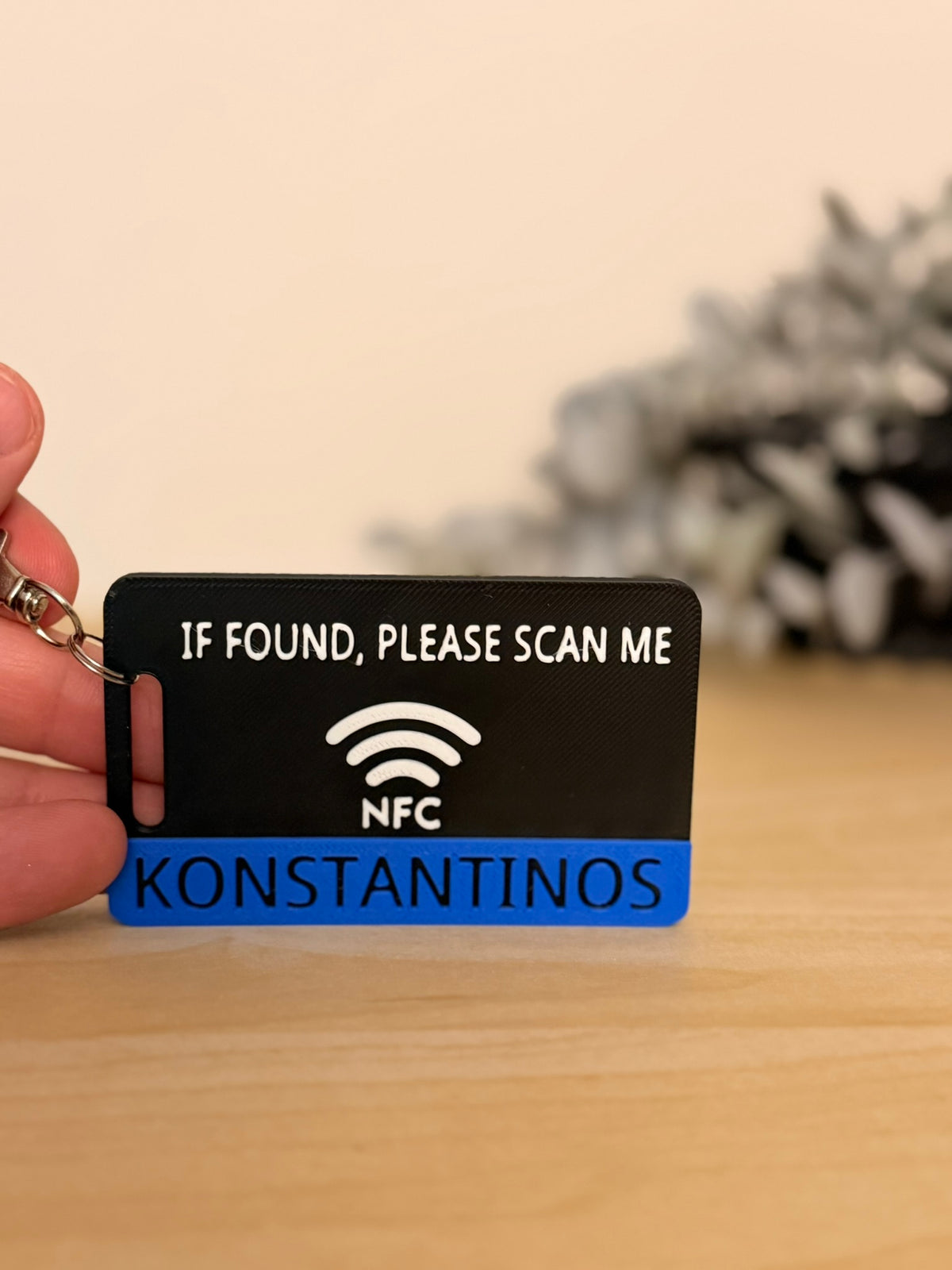 Smart NFC Μπρελόκ Αποσκευών & Τσάντας Παραλληλόγραμμο Custom Όνομα | 3D Printed Lost & Found Tag